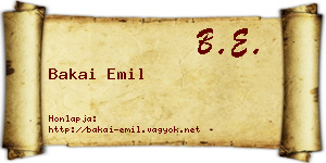 Bakai Emil névjegykártya